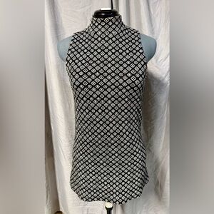 ZARA Black and White Patterned Wool/Poly stretch Top